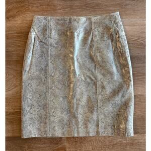 Vintage Brandon Thomas Snake Skin Pattern Leather Skirt Women's Size 10 Back Zip